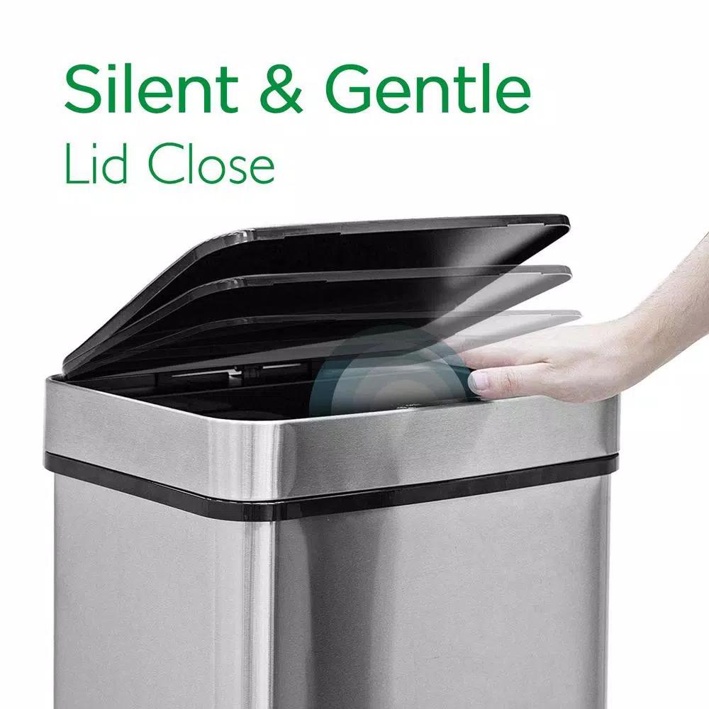 Boyel Living 13 Gallon Automatic Touchless Infrared Motion Sensor Stainless Steel Garbage Can, Silver