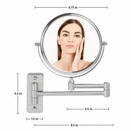 Ovente Wall Mounted Dual-Sided Makeup Mirror, 1x/10x Magnification, Brushed Nickel thumbnail 5