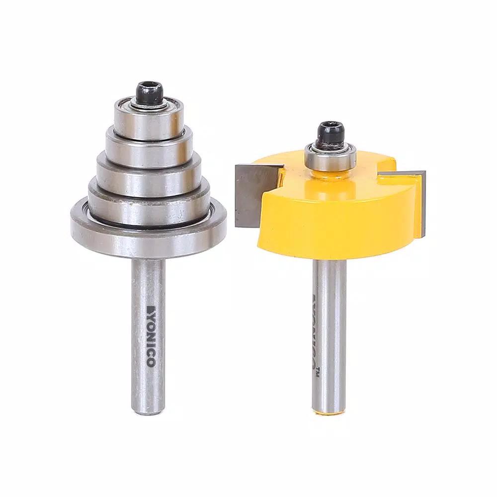 Yonico 1/4 in. Shank Carbide Tipped Rabbet Router Bit Set with 6 Bearings