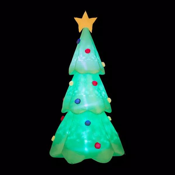 Glitzhome 9 ft. Lighted Inflatable Christmas Tree Decor with Metallic Ornaments and Gold Star