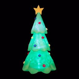 Glitzhome 9 ft. Lighted Inflatable Christmas Tree Decor with Metallic Ornaments and Gold Star thumbnail 1