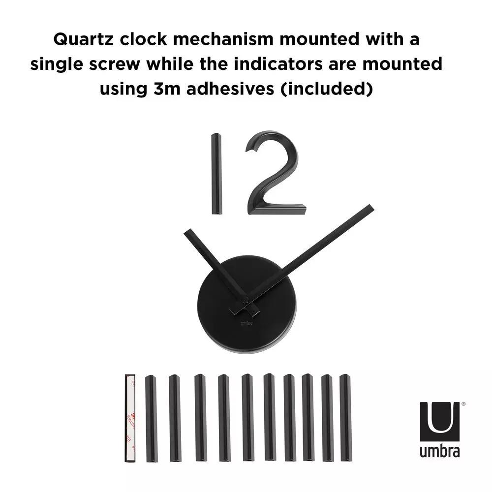 Umbra Blink Wall Clock - Modern Black Metal Oversized Customizable Clock Set