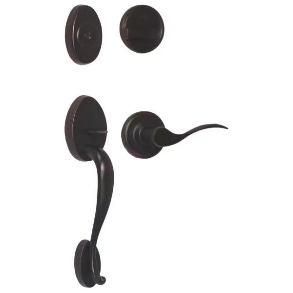 Weslock Lexington Single Cylinder Oil-Rubbed Bronze Left-Hand Door Handleset with Bordeaux Lever