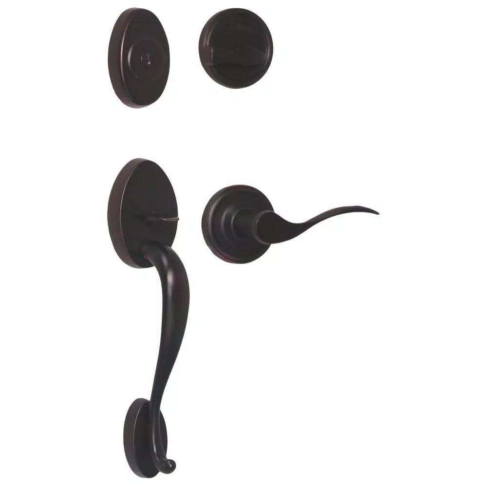 Weslock Lexington Single Cylinder Oil-Rubbed Bronze Left-Hand Door Handleset with Bordeaux Lever