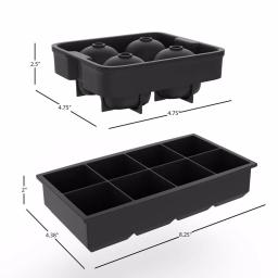 Chef Buddy Silicone Slow Melting Ice Cube Tray 2-Pack - Square and Round Ice Ball Molds thumbnail 3