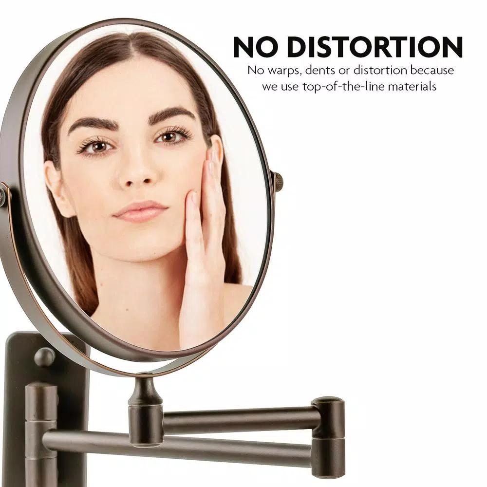 Ovente Wall Mounted Dual-Sided Makeup Mirror, 1x/10x Magnification, Antique Bronze