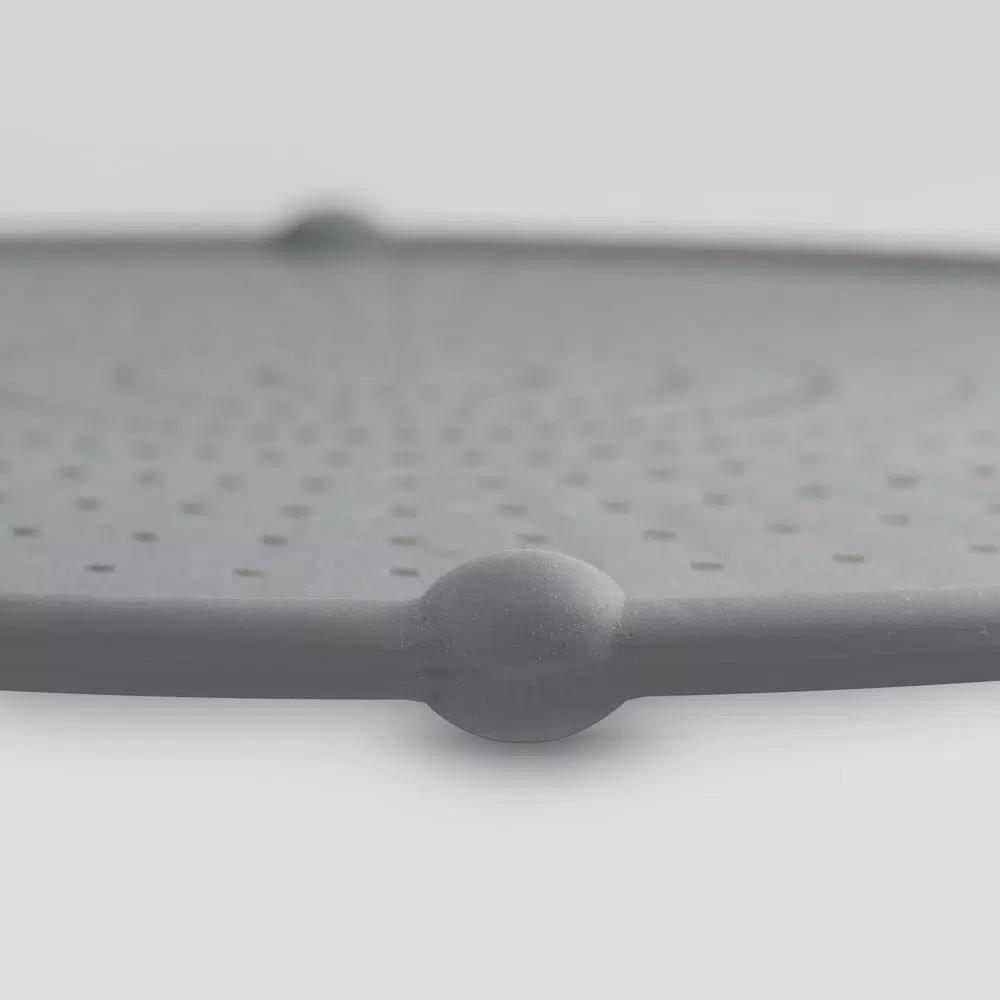 ExcelSteel 13 in. Gray Silicone Splatter Screen with Non-Slip Grip and Stainless Steel Frame