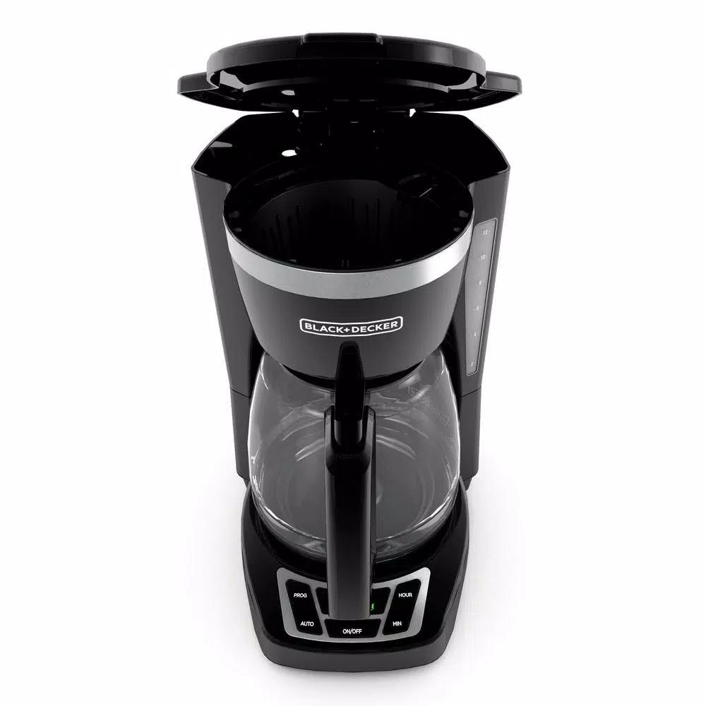Black+Decker 12-Cup Programmable Drip Coffee Maker with Sneak-A-Cup Technology, Black