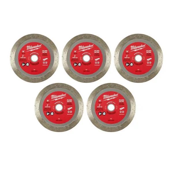 Milwaukee 3 in. Diamond Tile Blade 5-Pack for Ceramic and Porcelain