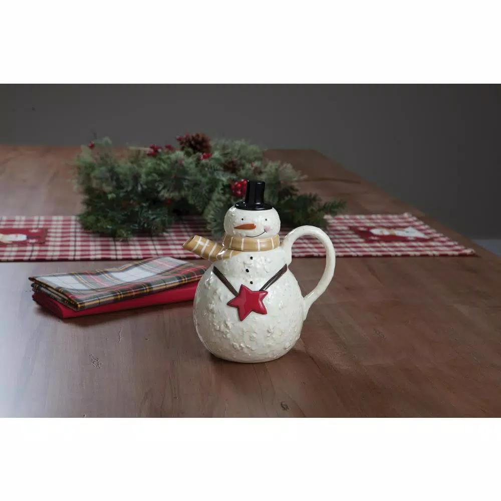 Park Designs Snow Friends Ceramic Snowman Teapot with Lid by Teresa Kogut