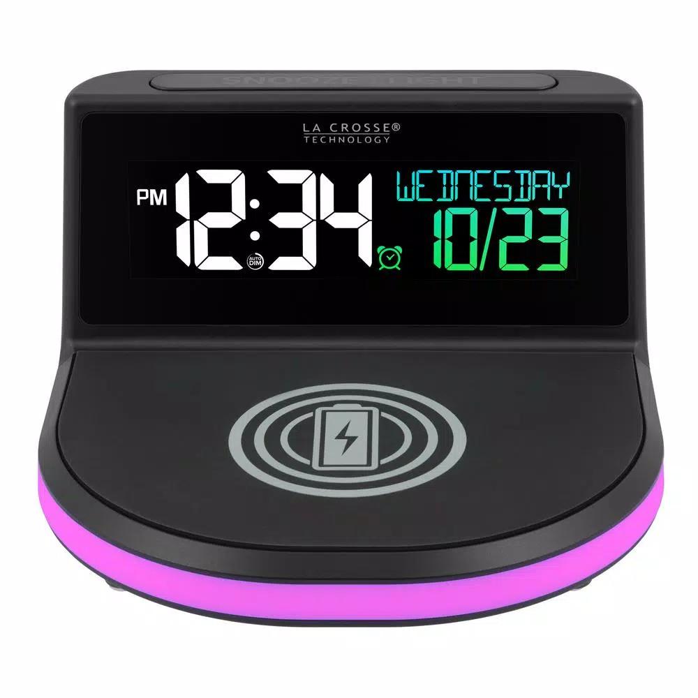 La Crosse Technology Wireless Charging Digital Alarm Clock with 7-Color Glowing Base