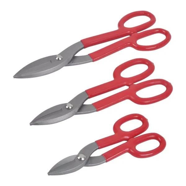 KING Tinman Style Tin Snips 3-Piece Set, High Carbon Steel Hand Tools