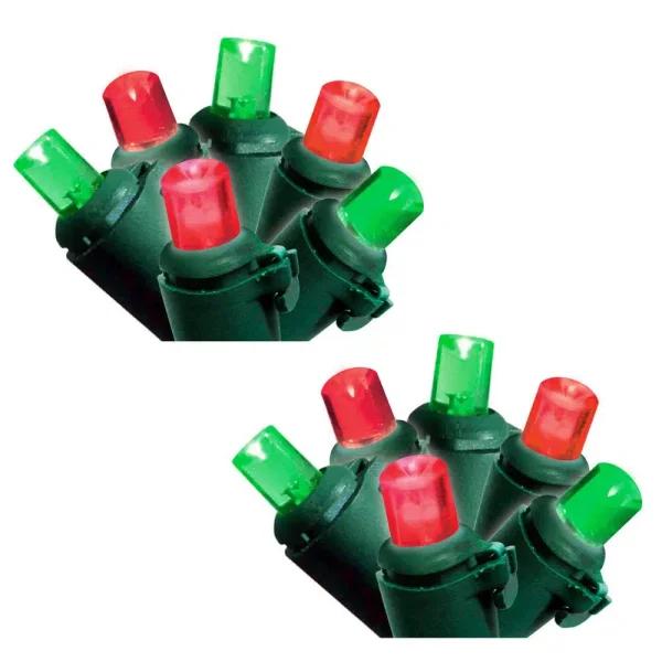 Brite Star 50-Light Red and Green Micro Mini LED String Lights with Green Wire, Set of 2