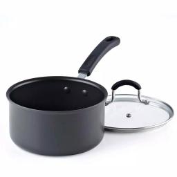 Cook N Home 2.5 Qt. Hard Anodized Nonstick Saucepan with Tempered Glass Lid, Black thumbnail 4
