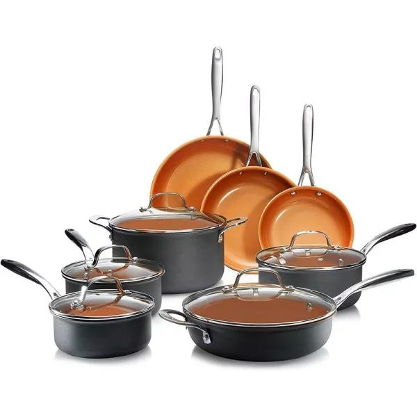 Gotham Steel Pro 13-Piece Hard Anodized Aluminum Ti-Ceramic Nonstick Cookware Set
