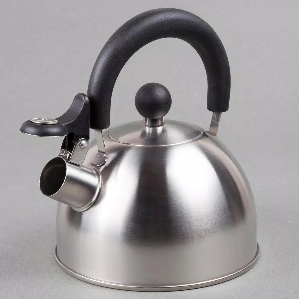 Creative Home Simplicity 6-Cup Brushed Stainless Steel Stovetop Tea Kettle with Whistle