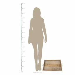 Stratton Home Decor "Gather" Wood Tray - Distressed Farmhouse Style with Metal Handles thumbnail 4