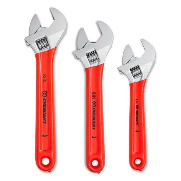 Crescent 3-Piece Adjustable Wrench Set with Cushion Grip and Laser Etched Scale