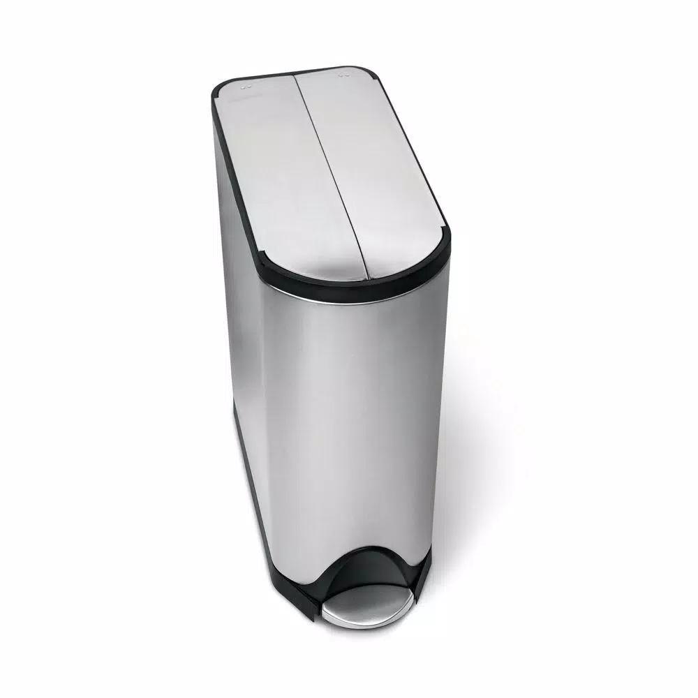 simplehuman 40L Butterfly Step-On Recycling Trash Can, Brushed Stainless Steel