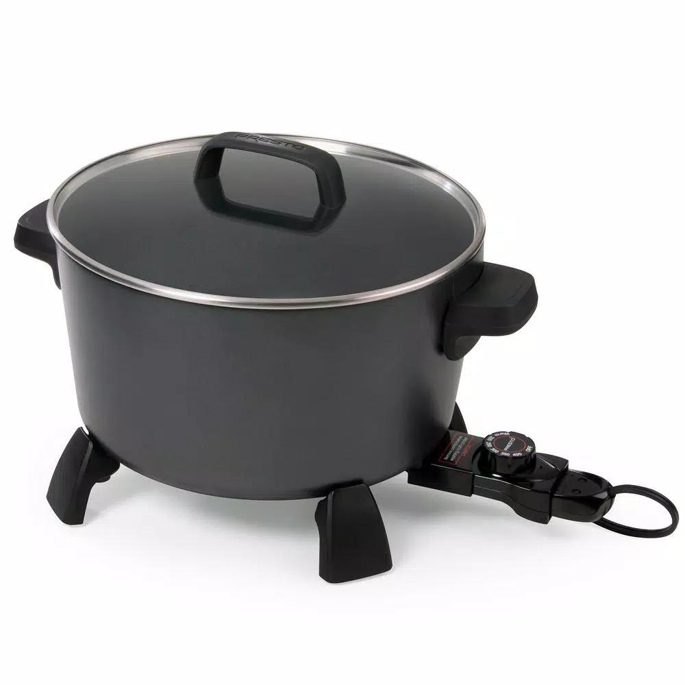 Presto 10 Qt. Black Kitchen Kettle XL Multi-Cooker and Deep Fryer with Tempered Glass Cover