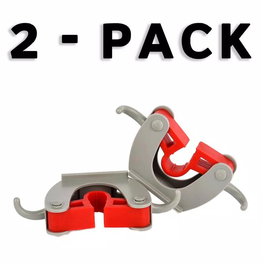 Alpine Industries Wall Mounted Mop and Broom Holder with 2-Hooks (2-Pack)