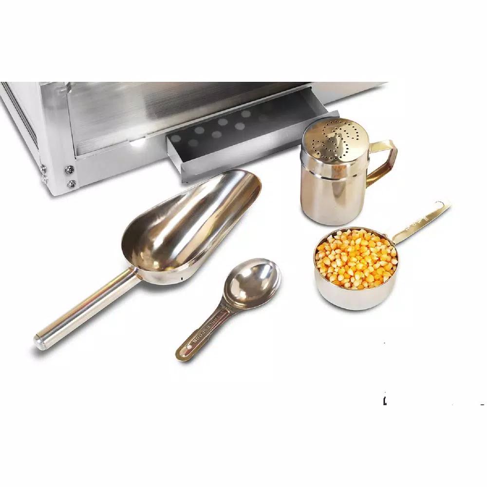 Elite Deluxe 8 oz. Kettle Popcorn Trolley - Red & Gold Pushcart & Tabletop Popper
