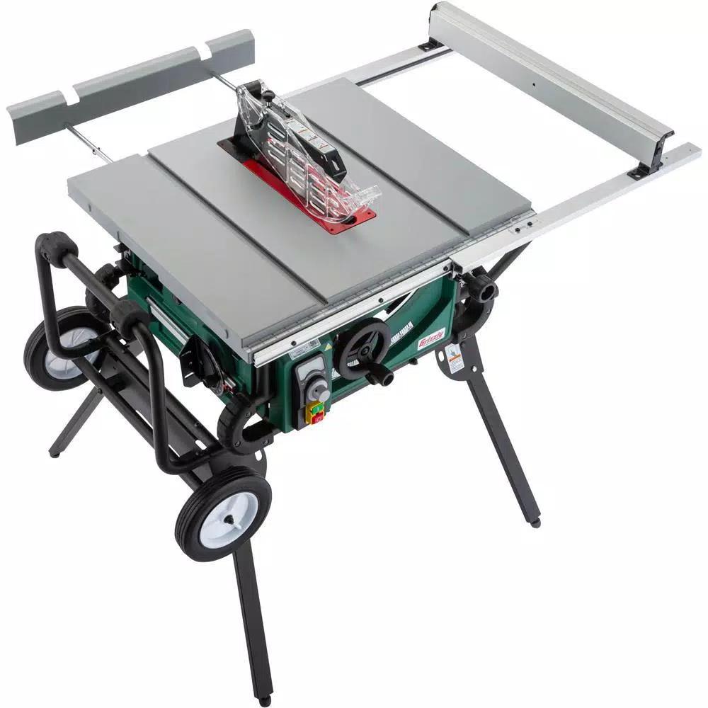 Grizzly Industrial 10 in. 2 HP Portable Table Saw with Roller Stand and Variable Speed