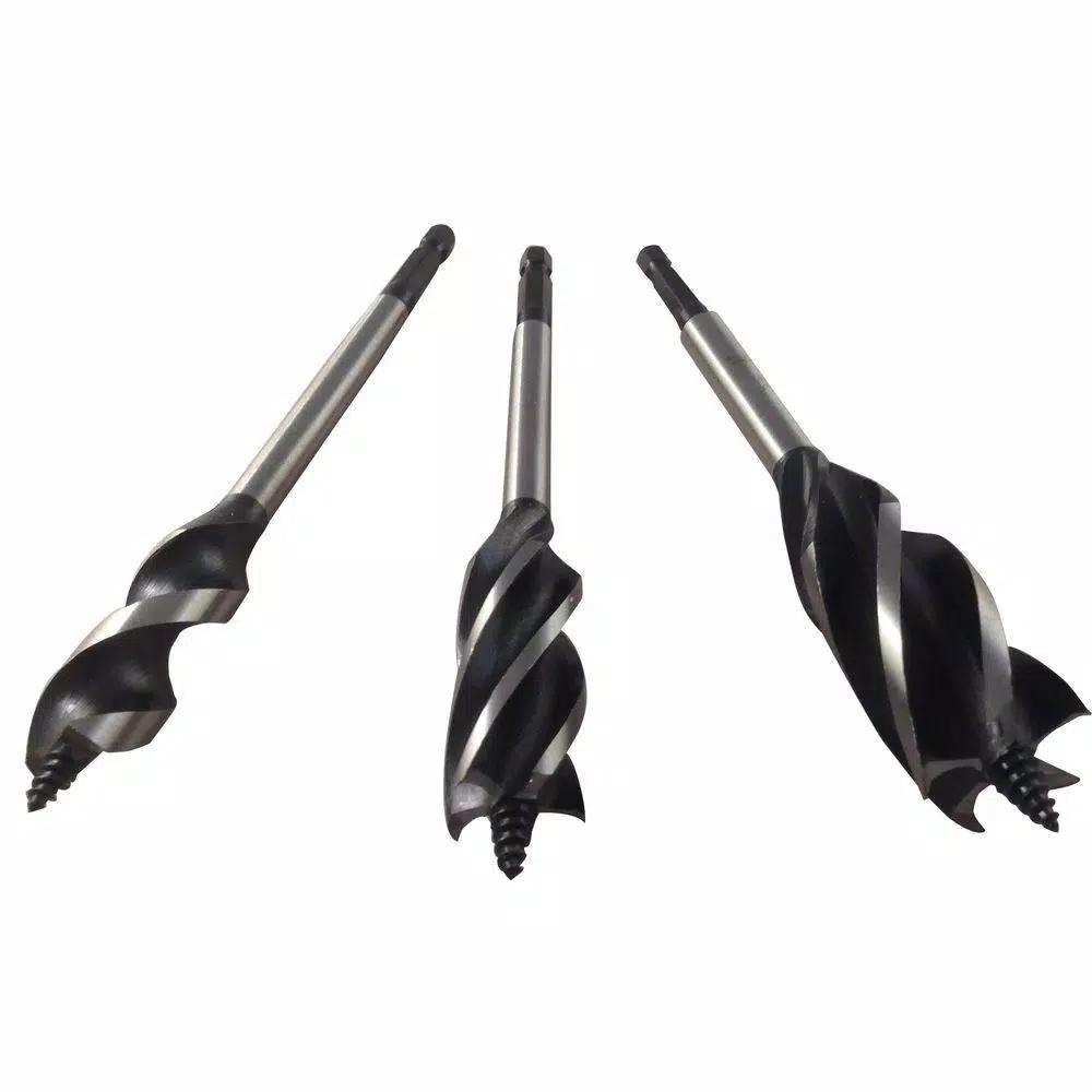 BLU-MOL Xtreme Power 3-Piece Wood Boring Bit Set, High Speed Steel Twist Bits