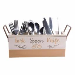 Home Essentials Harvest Devotions 3-Section Wood Caddy Condiment Server with Handles thumbnail 2