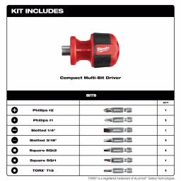 Milwaukee 2-Piece Multi-Bit Screwdriver Set: 9-in-1 Ratcheting & 8-in-1 Compact Drivers thumbnail 3