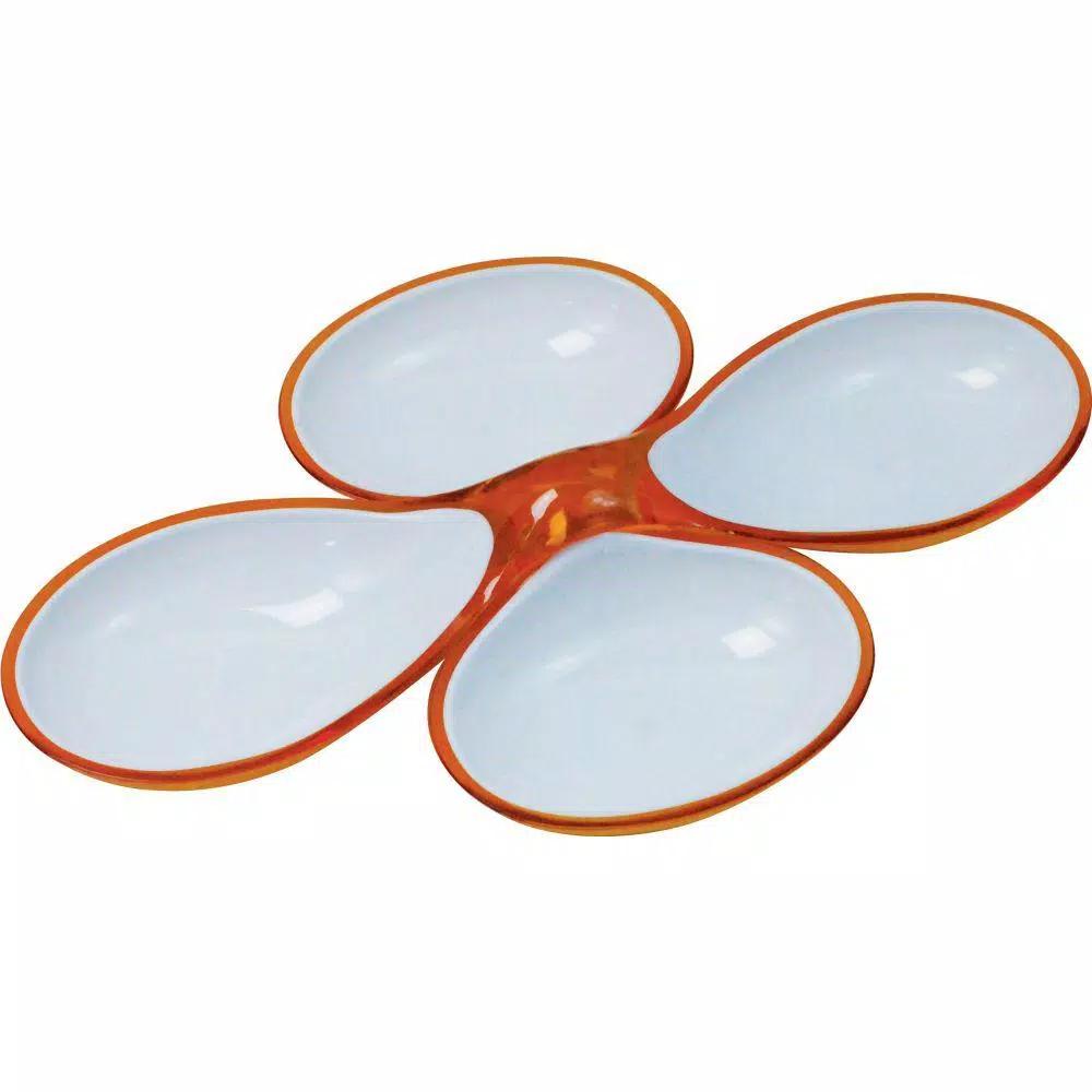 Southern Homewares 2-Piece Divided Serving Dish Candy Plate, White and Orange