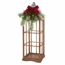 Glitzhome Brown Christmas Farmhouse Wood and Metal Lantern Set of 2 thumbnail 4