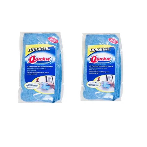 Quickie Microfiber Towels, 14 x 14 in., Blue, 48-Pack (2 x 24-Pack)
