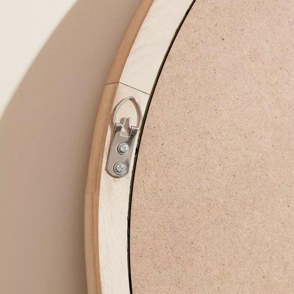 Home Decorators Collection Round Natural Wood Accent Mirror, Brown, 24 in.