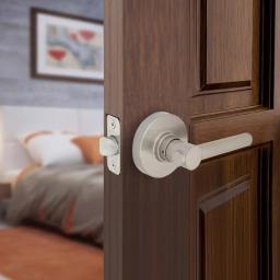 Defiant Highland Satin Nickel Passage Door Lever with Round Rose thumbnail 2