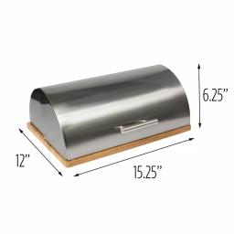 Honey-Can-Do Stainless Steel Bread Box with Bamboo Cutting Board Base thumbnail 2