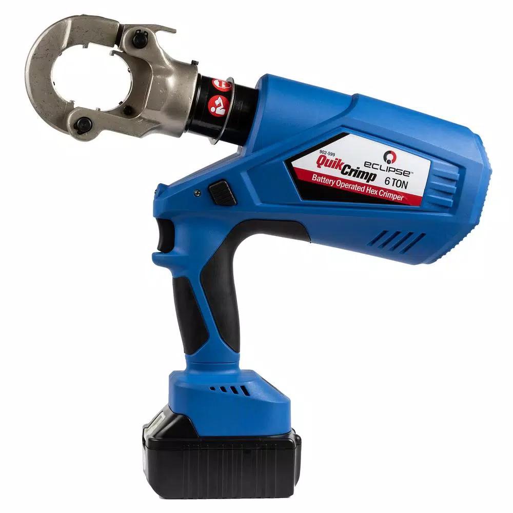 Eclipse Tools QuikCrimp 6-Ton Battery Operated Hex Crimping Tool with 18V Li-ion Batteries