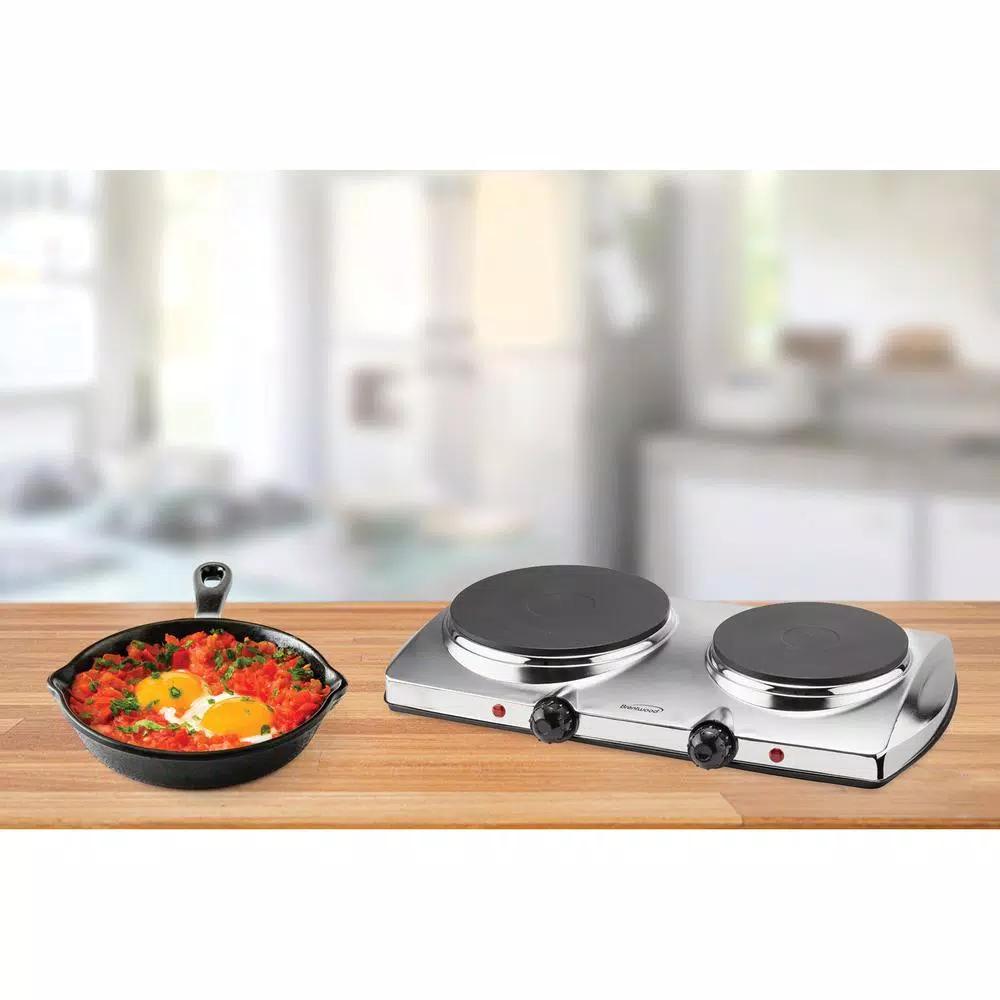 Brentwood Appliances 1440W 2-Burner Silver Electric Hot Plate