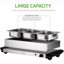 Ovente 1.5 Qt. Stainless Steel Electric Buffet Server Warming Tray with Adjustable Temperature Control thumbnail 3