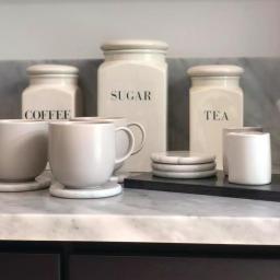 Fox Run White Marble Coasters, Set of 6, Natural Stone with Cork Underside thumbnail 2