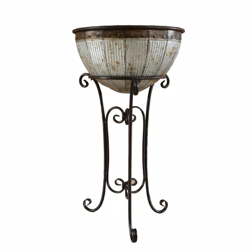 Vintiquewise Galvanized Metal Standing Beverage Cooler Tub with Leak-Proof Liner