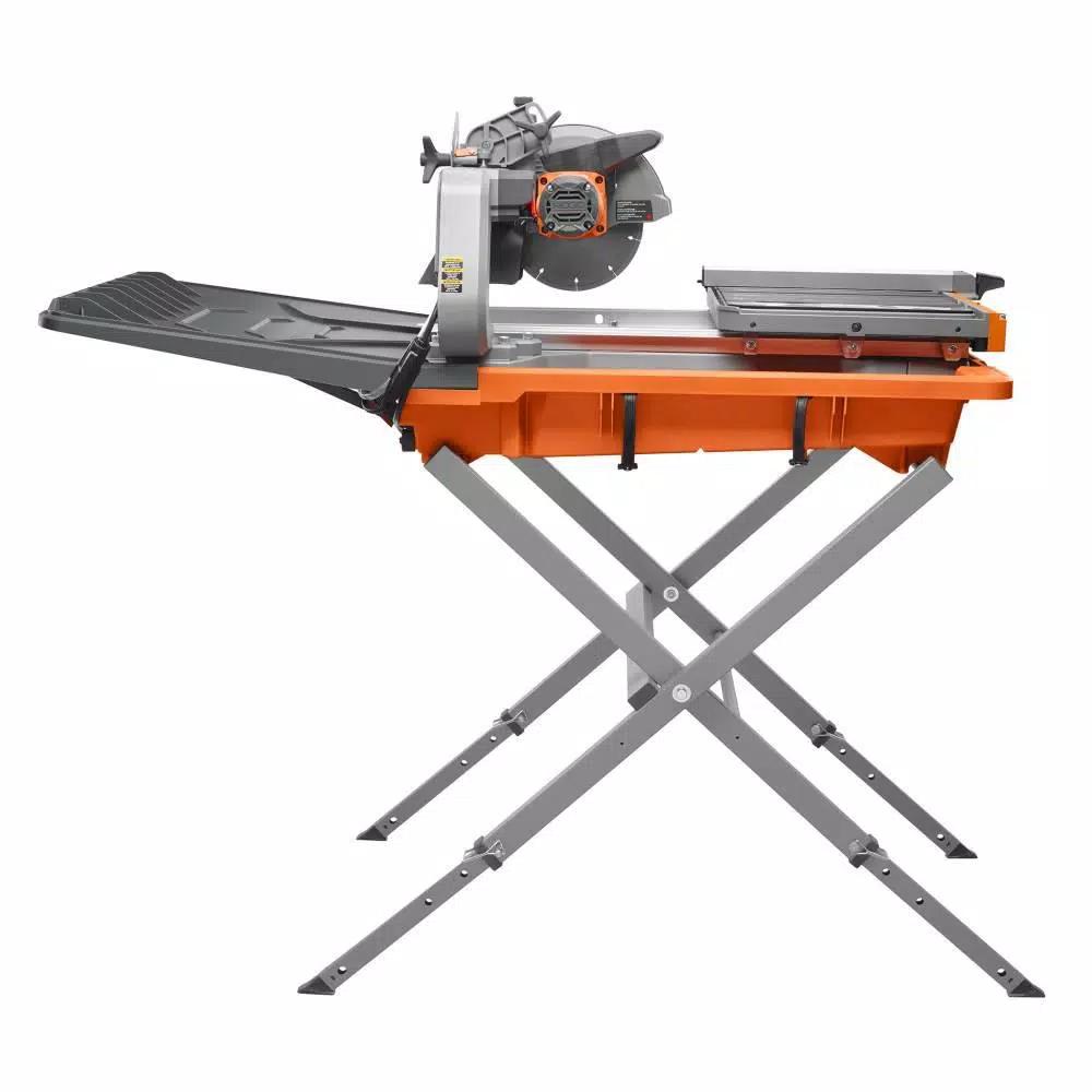 RIDGID 8 in. Wet Tile Saw with Stand, 12 Amp Corded Tile Saw with Extended Rip Capacity