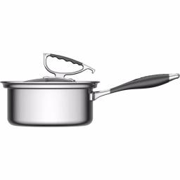 CookCraft by Candace 3 qt. Tri-Ply Stainless Steel Sauce Pan with Patented Latch Glass Lid thumbnail 5