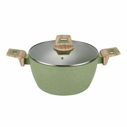 AMERCOOK Olive Stone 5 qt. Round Casserole Dish with Glass Lid, Avocado Green thumbnail 1