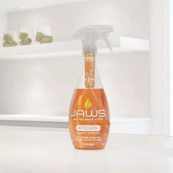 JAWS Kitchen Cleaner-Degreaser Spray Bottle with 4 Concentrated Refill Pods, 27 oz.