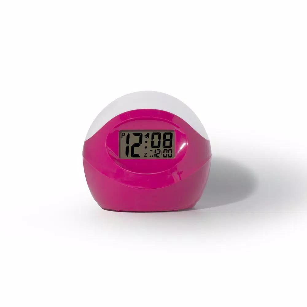 Unbranded Pink Digital Alarm Clock with Color Changing Mood Light and 5-Minute Snooze