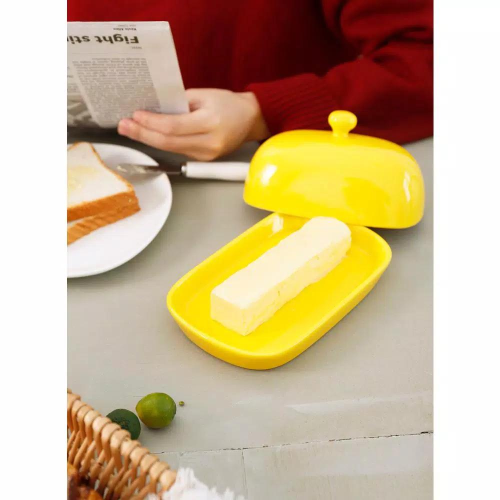 Sweese Porcelain Butter Dish with Lid - Cute Yellow Butter Keeper for Kitchen Storage