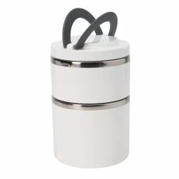 Kitchen Details White 2-Tier Round Twist Stainless Steel Insulated Lunch Box thumbnail 4