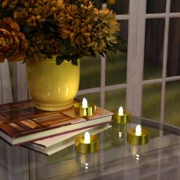 LUMABASE Gold Extra Large LED Tea Light Candles with Remote Control and Dual Timers, 4-Count thumbnail 5