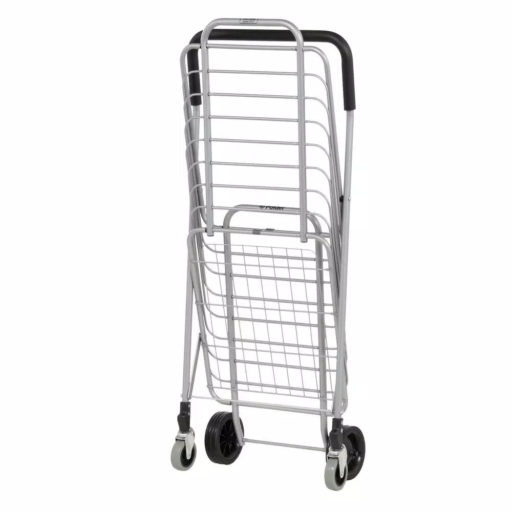 Polder Superlight Shopping Cart, Lightweight Aluminum Grocery & Utility Cart with 360° Swivel Wheels